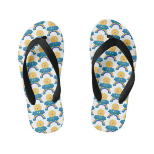 Cute happy sun cloud rainbow cartoon kid's thongs