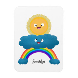 Cute happy sun cloud rainbow cartoon magnet