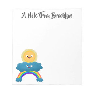 Cute happy sun cloud rainbow cartoon notepad