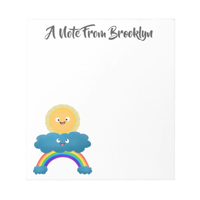 Cute happy sun cloud rainbow cartoon notepad (Front)