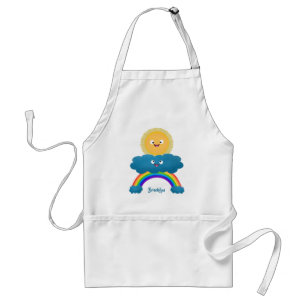 Cute happy sun cloud rainbow cartoon standard apron