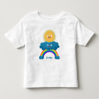 Cute happy sun cloud rainbow cartoon
