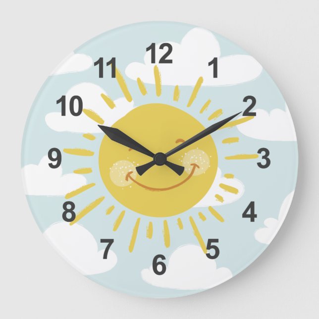 Cute Happy Sun Large Clock (Front)