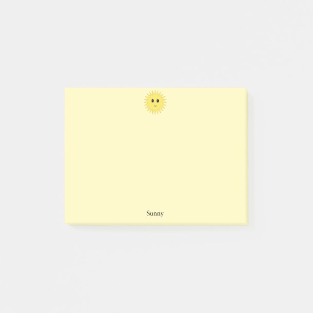 Cute Happy Sun on Yellow Background Post-it Notes (Front)