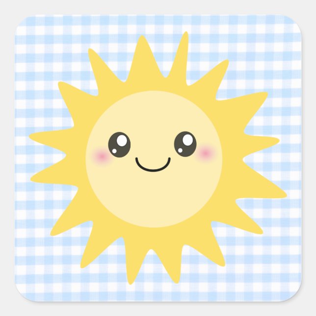 Cute Happy Sun Square Sticker (Front)
