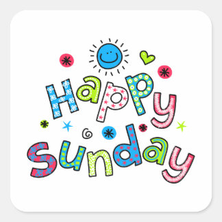 Cute Happy Sunday Week Greeting Text Expression Square Sticker