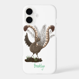 Cute happy superb lyrebird cartoon illustration