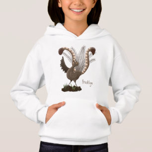 Cute happy superb lyrebird cartoon illustration