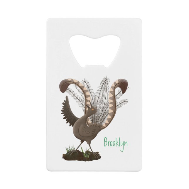 Cute happy superb lyrebird cartoon illustration  (Front)