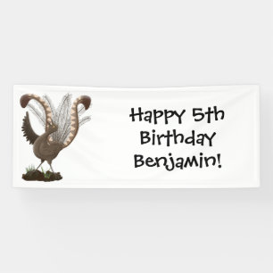 Cute happy superb lyrebird cartoon illustration  banner