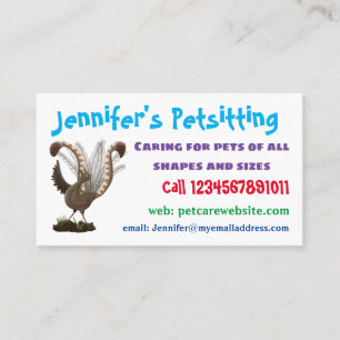 Cute happy superb lyrebird cartoon illustration business card