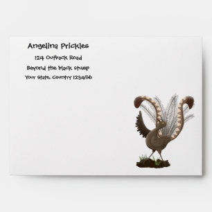 Cute happy superb lyrebird cartoon illustration envelope