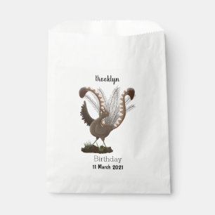 Cute happy superb lyrebird cartoon illustration favour bag