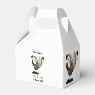 Cute happy superb lyrebird cartoon illustration favour box