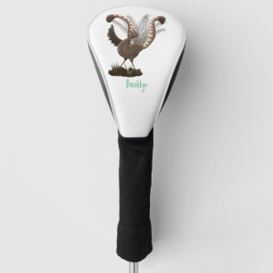 Cute happy superb lyrebird cartoon illustration golf head cover