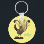 Cute happy superb lyrebird cartoon illustration key ring<br><div class="desc">This happy Australian superb lyrebird is singing in fun cartoon style.</div>