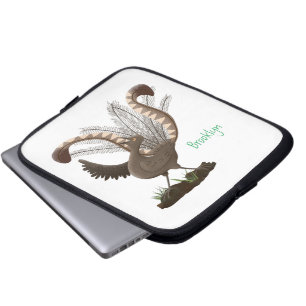 Cute happy superb lyrebird cartoon illustration laptop sleeve