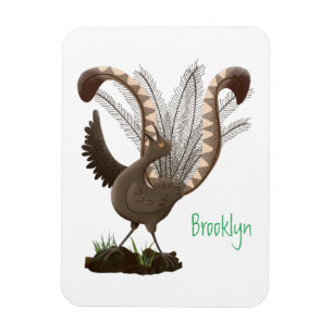 Cute happy superb lyrebird cartoon illustration magnet