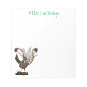 Cute happy superb lyrebird cartoon illustration notepad