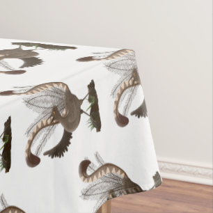 Cute happy superb lyrebird cartoon illustration tablecloth