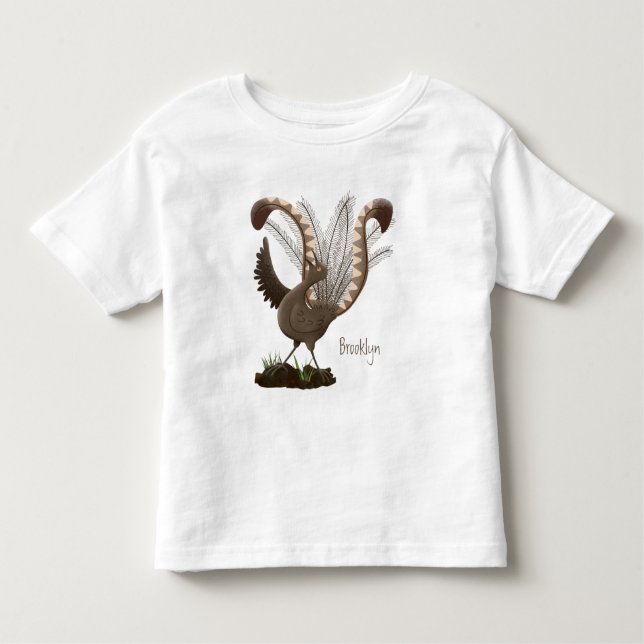 Cute happy superb lyrebird cartoon illustration toddler T-Shirt (Front)