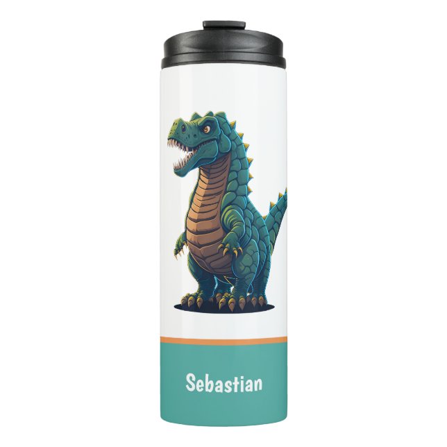 Cute Happy T-Rex Tyrannosaurus Rex Dinosaur  Thermal Tumbler (Front)
