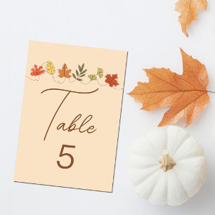 Cute Happy Thanksgiving Leaves Custom Party Table Number