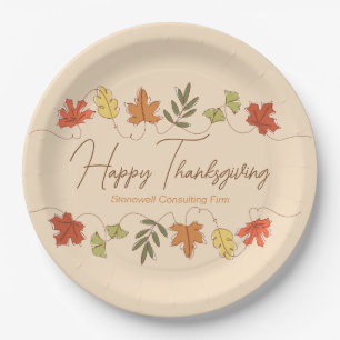 Cute Happy Thanksgiving Leaves Personalised Party Paper Plate