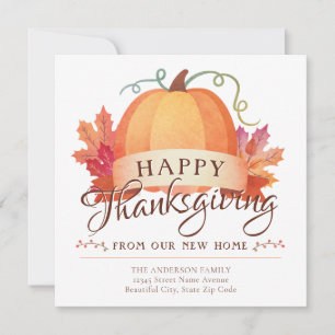 Cute Happy Thanksgiving New Address Pumpkin Moving Announcement