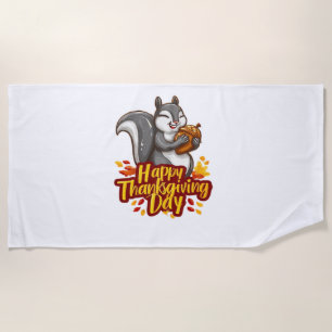 Cute Happy Thanksgiving Squirrel Classic T-Shirt Beach Towel