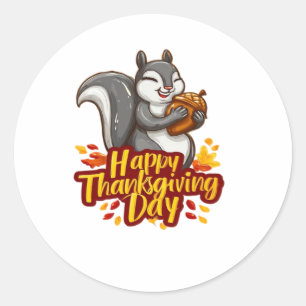 Cute Happy Thanksgiving Squirrel Classic T-Shirt Classic Round Sticker