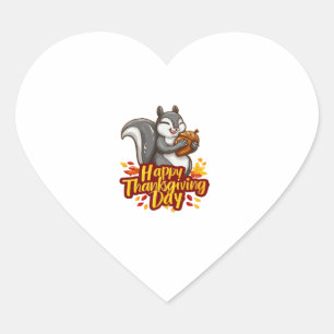 Cute Happy Thanksgiving Squirrel Classic T-Shirt Heart Sticker