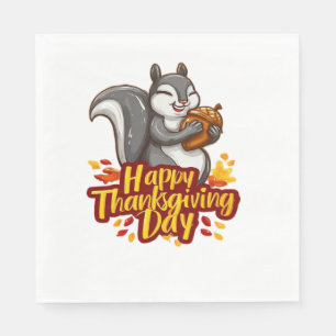Cute Happy Thanksgiving Squirrel Classic T-Shirt Napkin