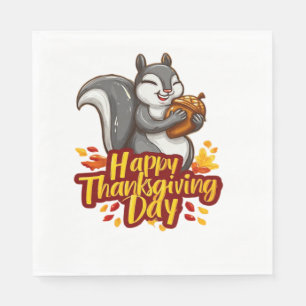 Cute Happy Thanksgiving Squirrel Classic T-Shirt Napkin