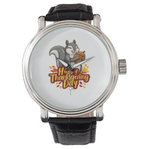 Cute Happy Thanksgiving Squirrel Classic T-Shirt Watch