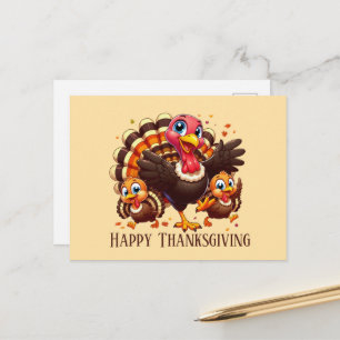 Cute Happy Thanksgiving turkey  Holiday Postcard