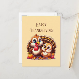 Cute Happy Thanksgiving turkey  Holiday Postcard