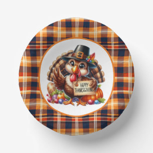 Cute Happy Thanksgiving turkey Paper Plate