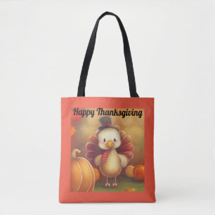 Cute Happy Thanksgiving Turkey Tote Bag