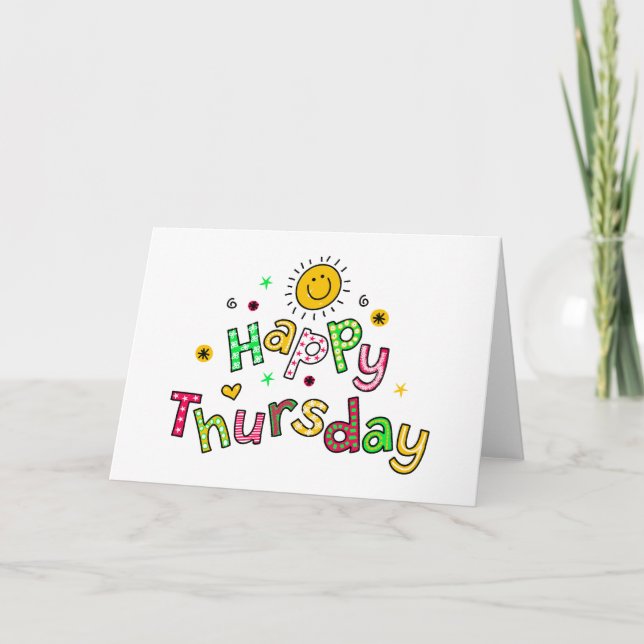 Cute Happy Thursday Week Greeting Text Expression Card (Front)