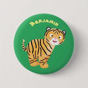 Cute happy tiger cub cartoon 6 cm round badge