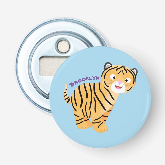Cute  happy tiger cub cartoon bottle opener (Front)