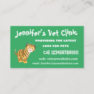 Cute happy tiger cub cartoon business card