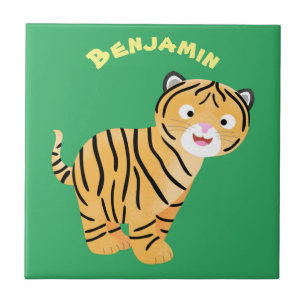 Cute  happy tiger cub cartoon ceramic tile