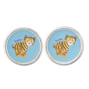 Cute  happy tiger cub cartoon cufflinks
