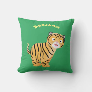 Cute happy tiger cub cartoon cushion