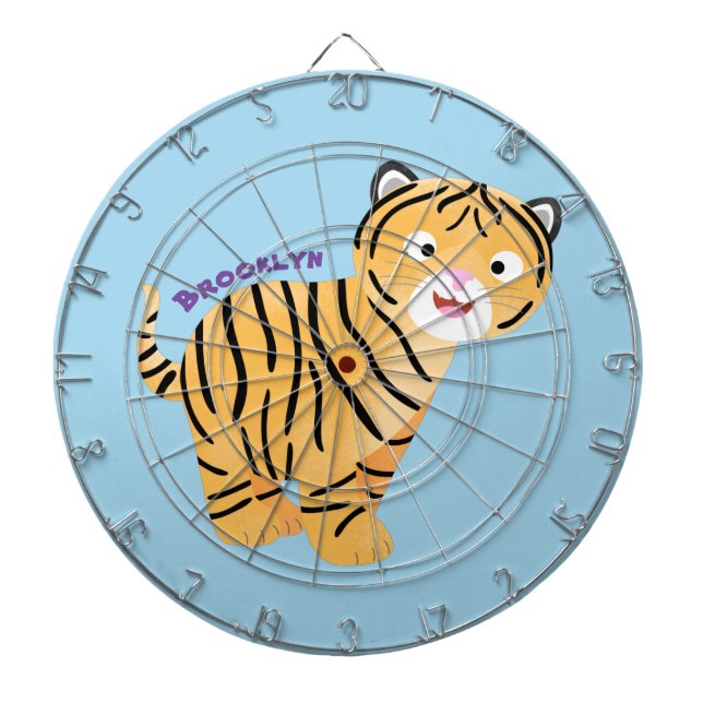 Cute  happy tiger cub cartoon dartboard (Front)