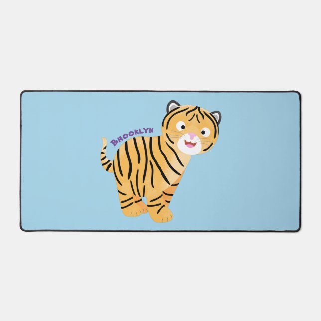 Cute  happy tiger cub cartoon desk mat (Front)