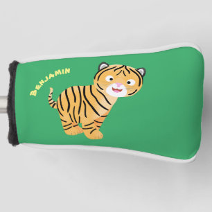 Cute happy tiger cub cartoon golf head cover