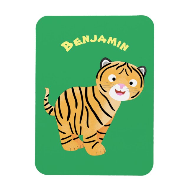 Cute  happy tiger cub cartoon magnet (Vertical)